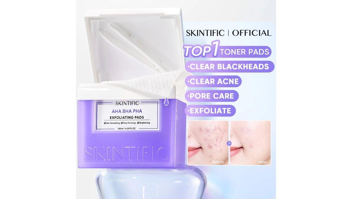 SKINTIFIC Clear Acne Blackheads Exfoliating Toner Pads
