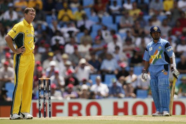In the 2003 World Cup final, Glenn McGrath’s early strikes (including Tendulkar) helped Australia beat India. In the 2003 World Cup final, Glenn McGrath’s early strikes (including Tendulkar) helped Australia beat India.