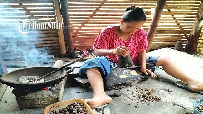 Proses pembuatan Emping Melinjo.