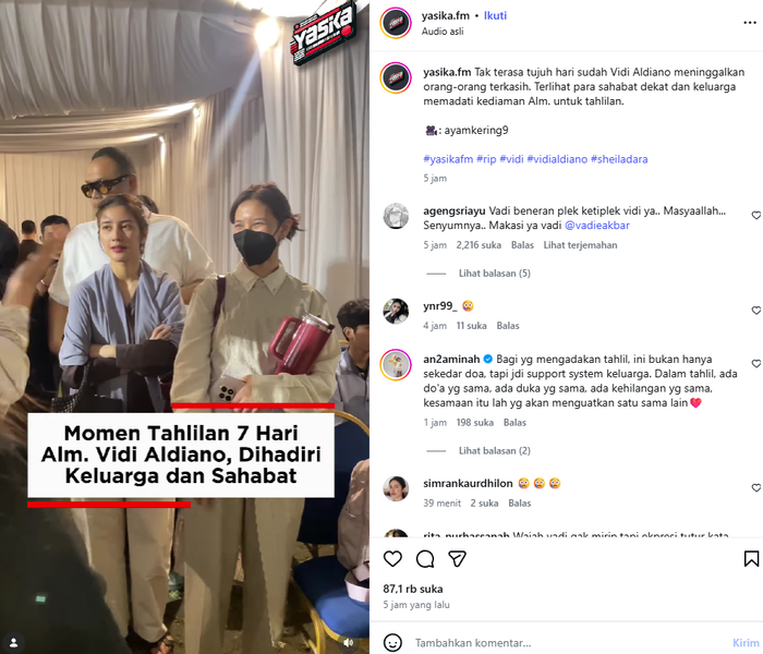 KABAR ARTIS - Kondisi Sheila Dara di tahlilan 7 hari kepergian Vidi Aldiano.