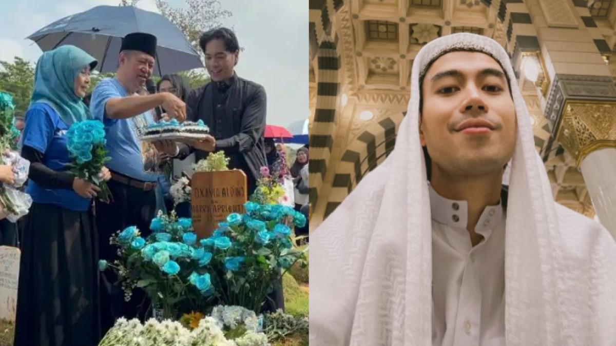 KEPERGIAN VIDI ALDIANO - Suasana peringatan hari lahir penyanyi Vidi Aldiano di TPU Tanah Kusir, Minggu (29/3/2026). Orangtua Vidi Aldiano potong kue di makam bersama para fans almarhum.