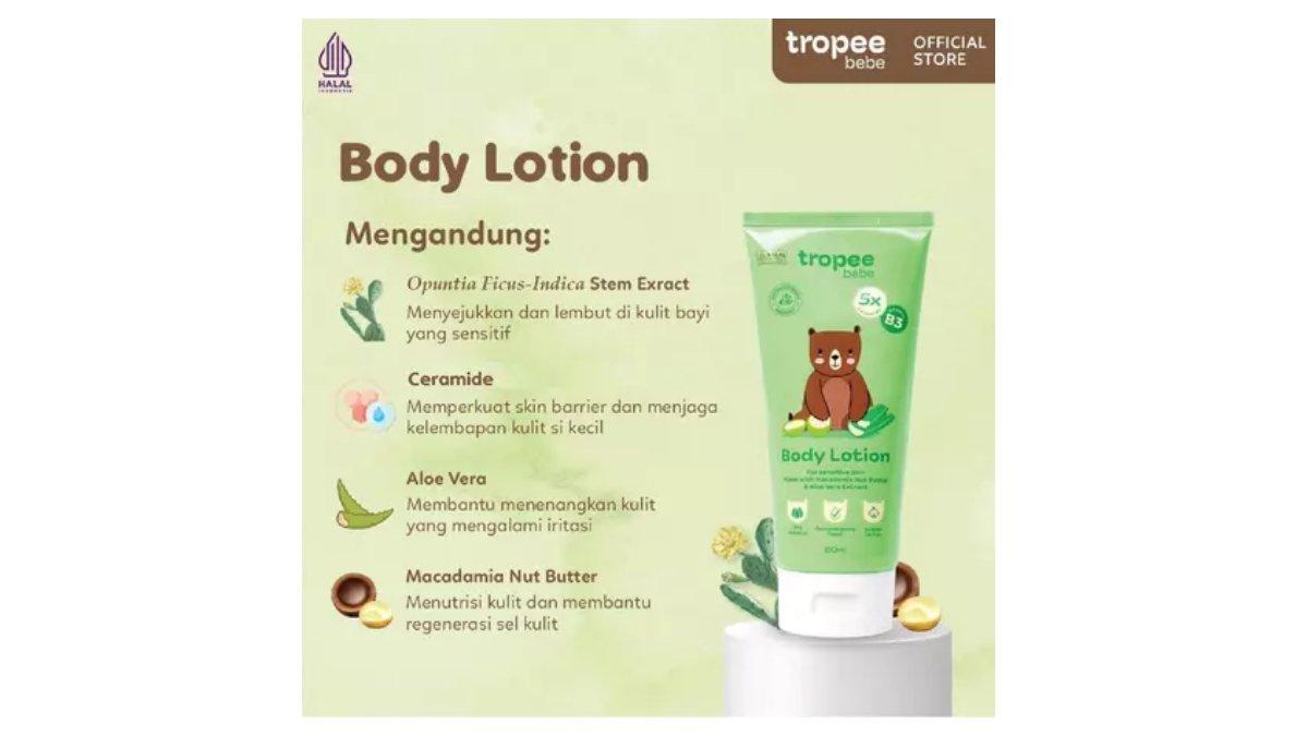 Ilustrasi kandungan utama Tropee Bebe Body Lotion 150ml
