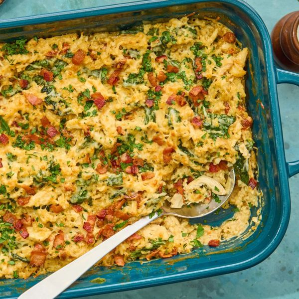 A recipe image of Million Dollar Chicken Casserole Credit: Photographer: Stacy Allen, Food Stylist: Margaret Dickey, Prop Stylist: Josh Hoggle