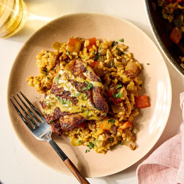 Recipe image of Crispy Chicken & Rice Skillet Casserole