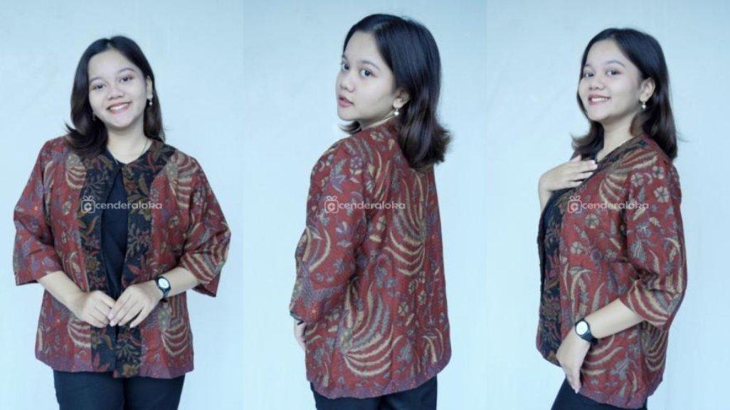 Outer Batik Cap Motif Flora Fauna Bahan Katun Dolby