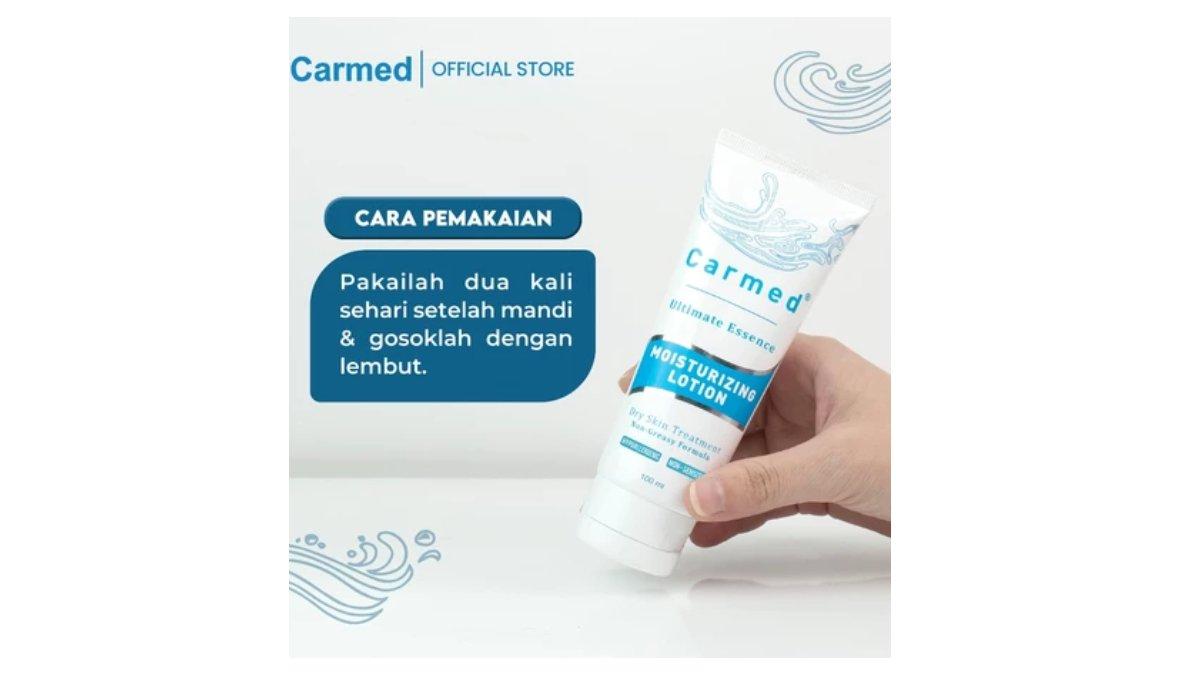 Ilustrasi cara pakai produk Carmed Ultimate Essence Moisturizing Lotion