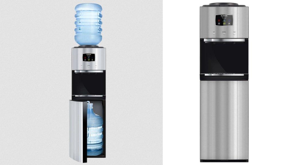 Sanken HWD-Z975S-BK Water Dispenser Duo Galon Bawah Atas Silver Kompresor