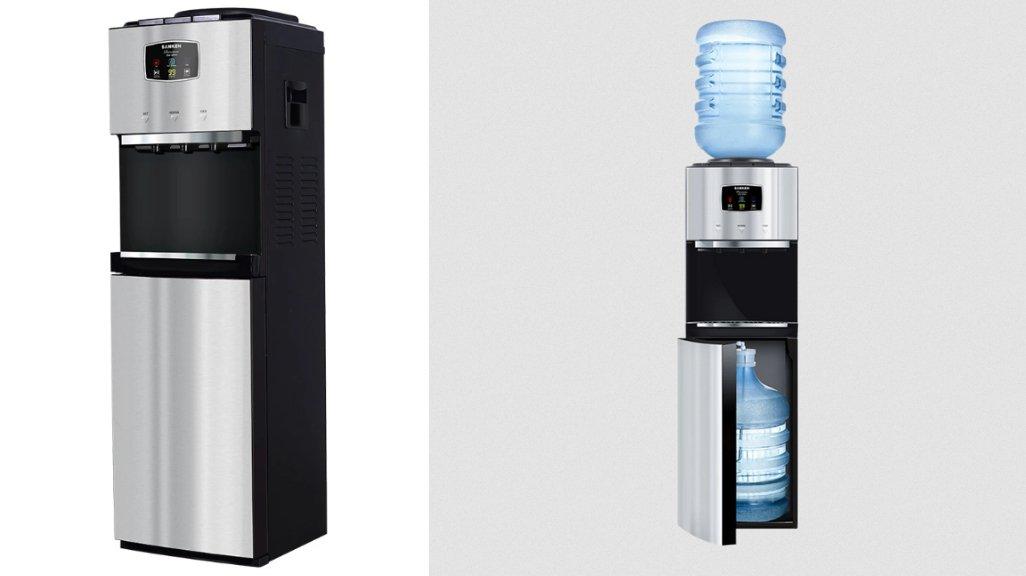 Sanken HWD-Z975S-BK Water Dispenser Duo Galon Bawah Atas Silver Kompresor