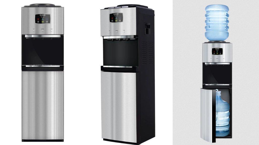 Sanken HWD-Z975S-BK Water Dispenser Duo Galon Bawah Atas Silver Kompresor