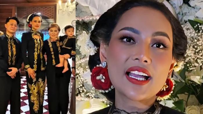 ERIKA KETEMU BRAVY - Erika Carlina bikin acara tedak siten untuk putranya, tak lupa undang DJ Bravy untuk hadir dan diberi baju seragam. Erika Carlina saat ditemui di kawasan Cirendeu, Tangerang Selatan, Jumat (3/4/2026).