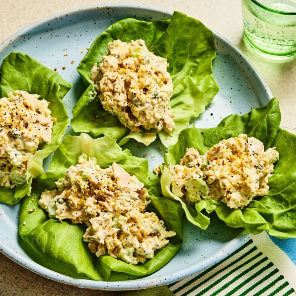 Recipe image of Chickpea-Tuna Salad Lettuce Wraps Credit: Photographer: Morgan Hunt Ward, Prop Stylist: Keoshia McGhee, Food Stylist: Emily Nabors Hall.
