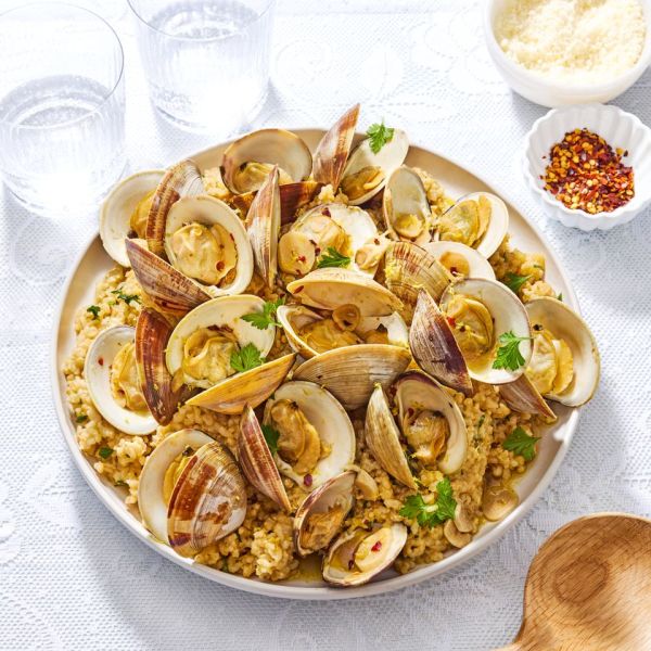 an image of the Clams with Brown Rice Risotto Credit: Ali Redmond
