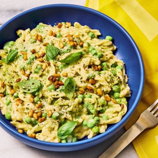 Recipe image of High-Protein Pasta with Peas Credit: Photographer: Morgan Hunt Glaze, Prop Stylist: Claire Spollen, Food Stylist: Chelsea Zimmer