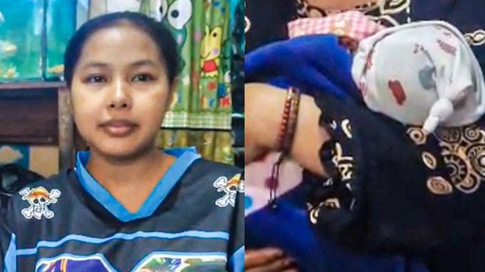 BAYI NYARIS TERTUKAR - Nina Saleha, warga Desa Nanjung, Kecamatan Margaasih, Kabupaten Bandung, Jawa Barat, Kamis (9/4/2026). Nina mengaku marah karena bayinya diberikan kepada pihak lain tanpa konfirmasi jelas dari pihak rumah sakit. Perawat beralasan telah memanggil orangtua bayi namun karena panggilan tak direspons, bayi diserahkan kepada orang lain.