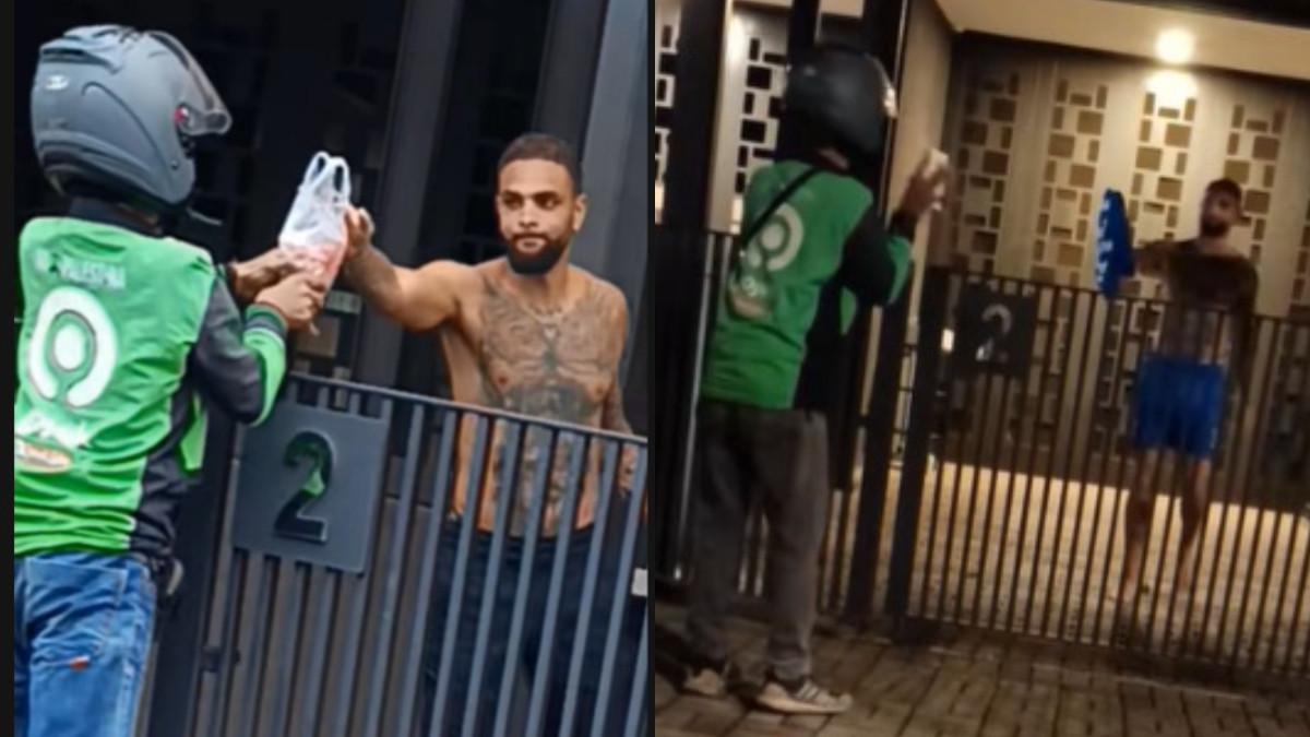 Aksi humanis Layvin Kurzawa pemain Persib Bandung ke driver ojol