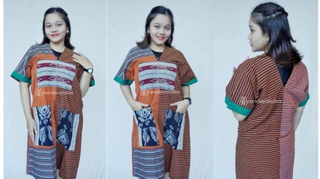 Dress Lavana Kantoran Bahan Lurik Tenun