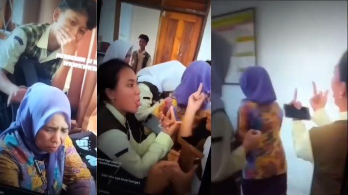 VIRAL DI MEDSOS - Foto aksi tak sopan siswa SMA di Purwakarta yang mengacungkan jari tengah kepada guru di dalam kelas viral di media sosial, Minggu (19/4/2026). <div class=