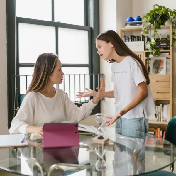 mom teaching her daughter not to be entitled by telling her no