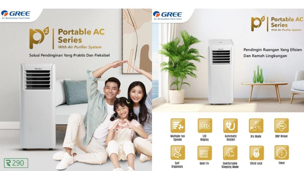 GREE AC Portable 0,5 PK - Air Purifier - Multiplen Speeds - Warna Putih - Model GPC-05P2.