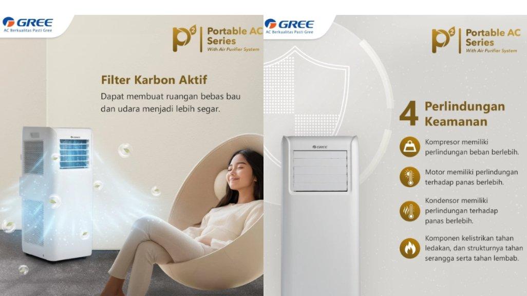 GREE AC Portable 0,5 PK - Air Purifier - Multiplen Speeds - Warna Putih - Model GPC-05P2.