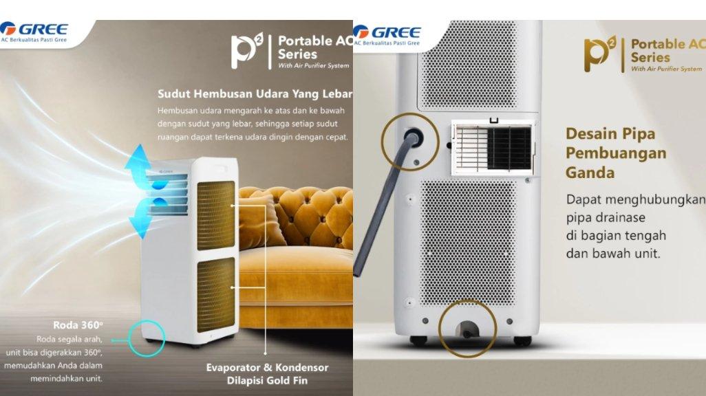 GREE AC Portable 0,5 PK - Air Purifier - Multiplen Speeds - Warna Putih - Model GPC-05P2.