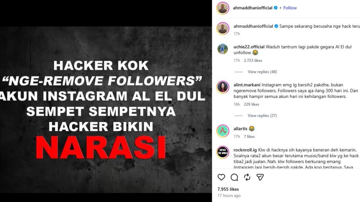 Belum genap sehari aktif kembali, akun Instagram Ahmad Dhani justru kembali mengalami masalah usai diretas hacker.
