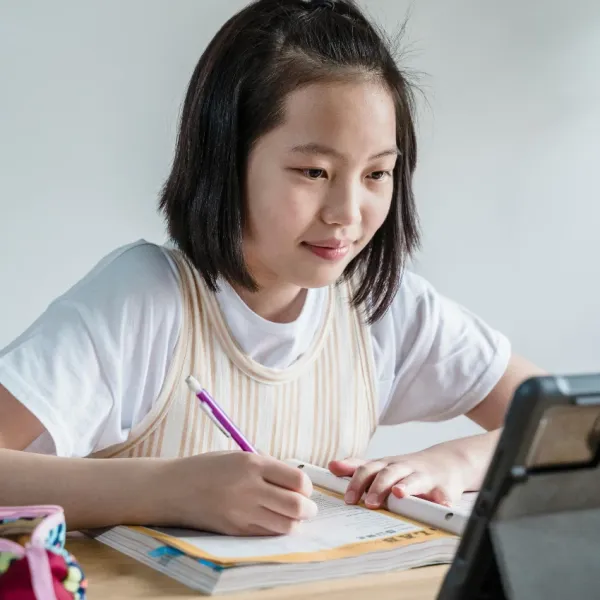 student participating in remote learning