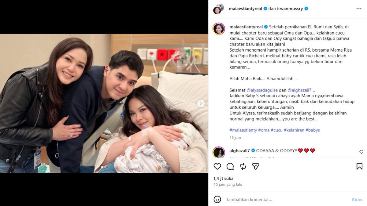 MOMEN LAHIRAN ALYSSA - Maia Estianty mengungkap rasa bahagianya usai resmi menjadi nenek setelah kelahiran cucu pertamanya.