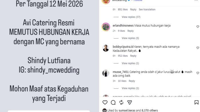 Evicatering umumkan penghentian hubungan kerja dengan MC Shindy Luftiana