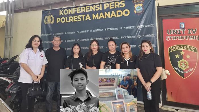 Keluarga almarhum Godbless Solang saat berada di Polresta Manado