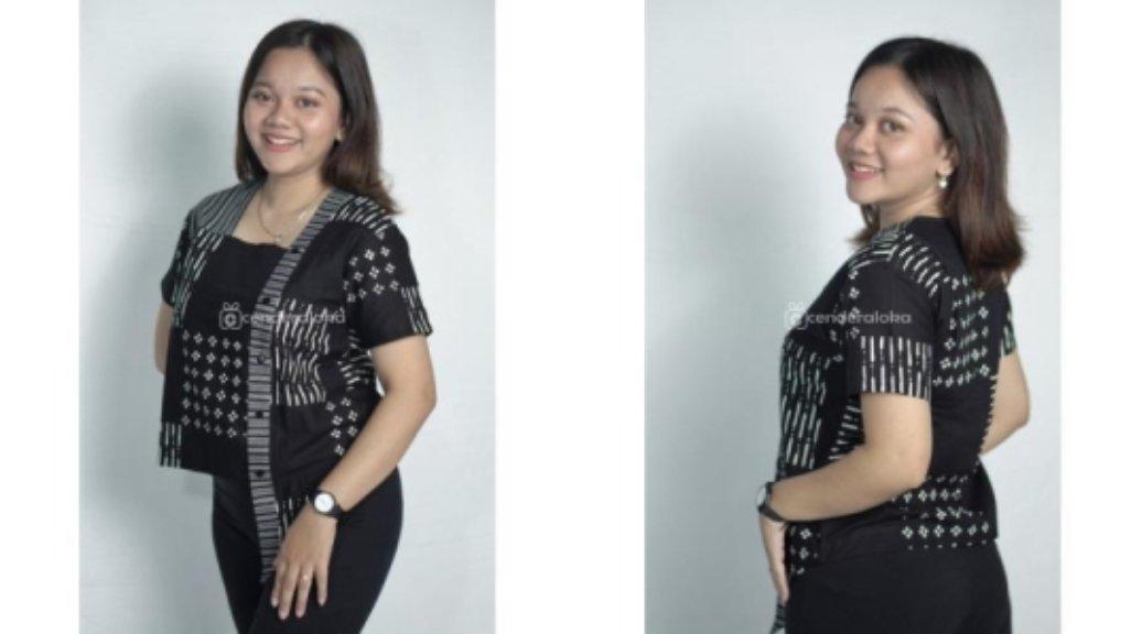 Malessa Blouse Batik Mix Lurik Warna Hitam