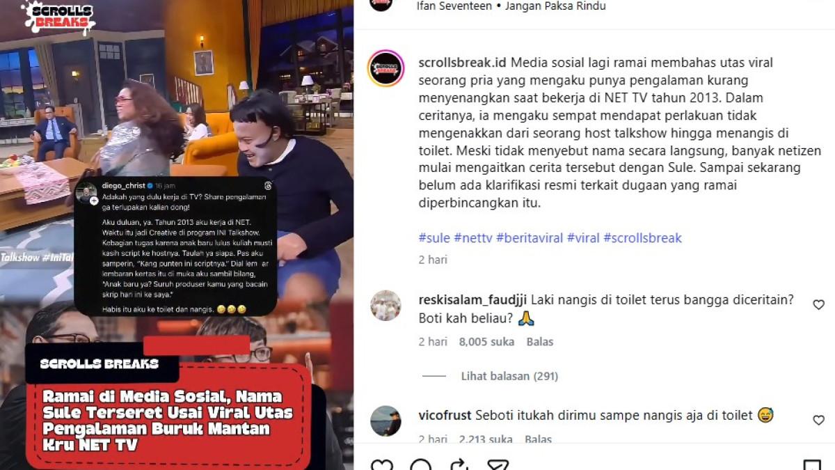 KLARIFIKASI SULE VIRAL - Komedian Sule saat memberikan klarifikasi terkait rumor dirinya dituding pernah melempar skrip ke wajah kru televisi baru saat syuting acara talkshow.