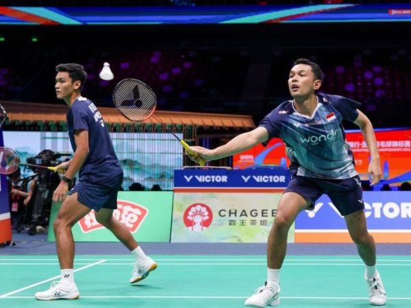 Ganda putra Indonesia, Fajar Alfian/Muhammad Shohibul Fikri, saat tampil di Kejuaraan Asia 2026.