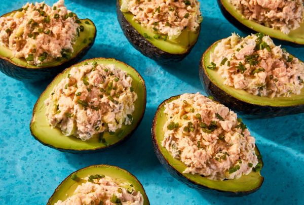 Salmon-Stuffed Avocados Credit: Photographer: Jen Causey, Food Stylist: Chelsea Zimmer, Prop Stylist: Lydia Purcell