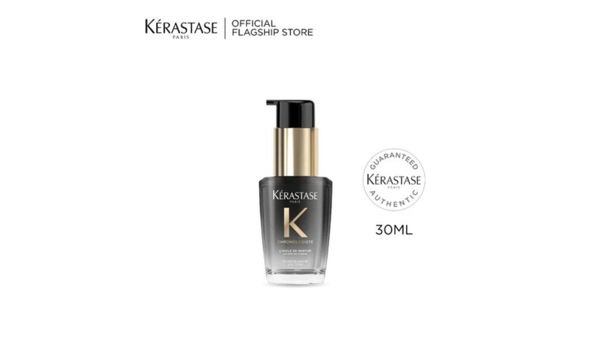 Ilustrasi Kerastase Chronologiste Huile de Parfum Hair Oil untuk rambut rapuh dan kusam