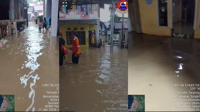 Banjir di Kampung Argentina Manado, Minggu 21 Januari 2024.