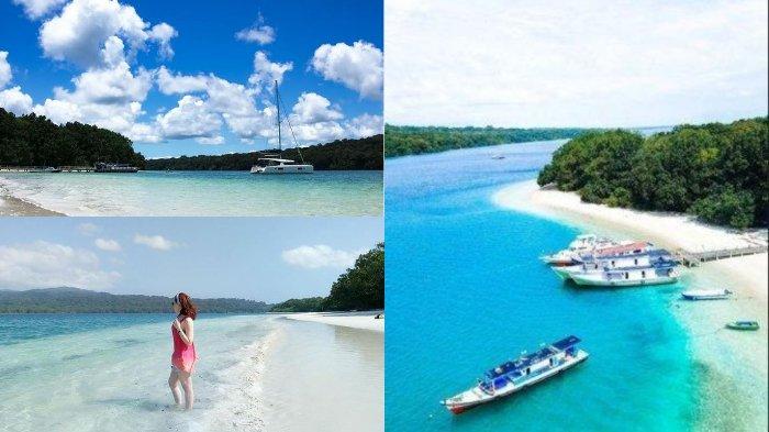 Kolase foto keindahan Pulau Peucang di Ujung Kulon Kabupaten Pandeglang-Banten.