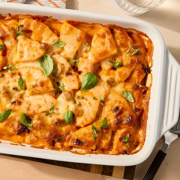 Recipe image of Marry Me Butternut Squash Casserole. Credit: Photographer: Jen Causey, Food Stylist: Jennifer Wendorf, Prop Stylist: Phoebe Hausser.