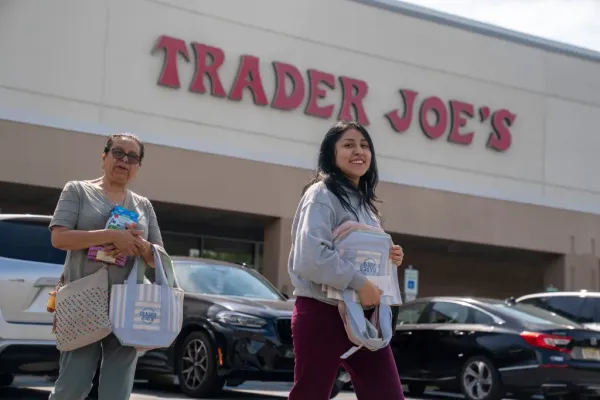 People outside Trader Joe's.