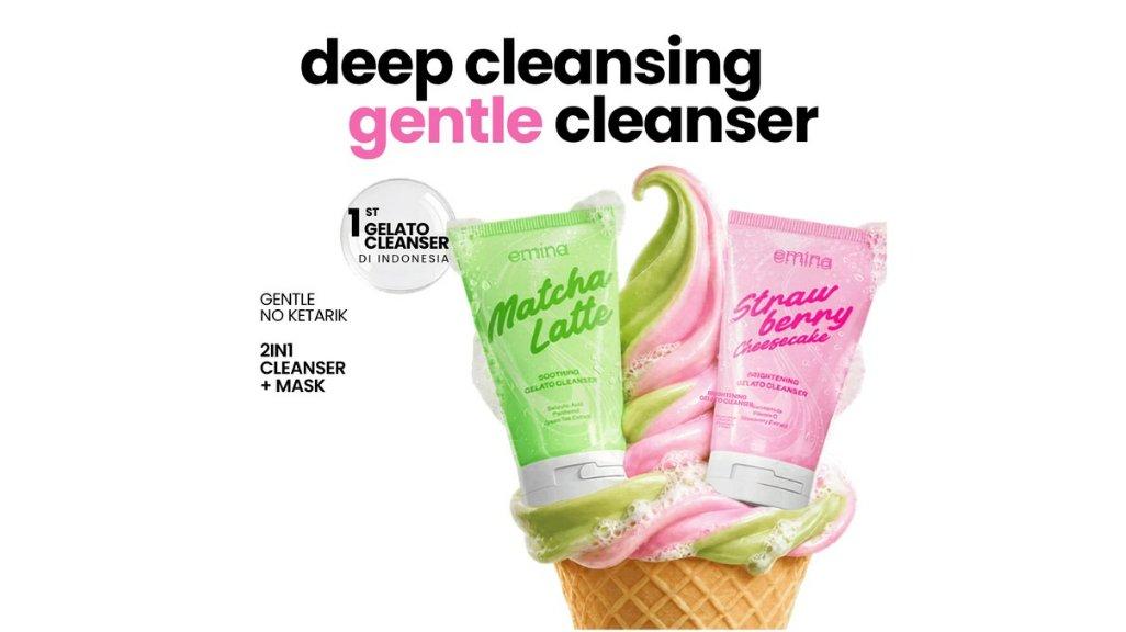 Emina Matcha Latte Soothing Gelato Cleanser diformulasikan dengan Salicylic Acid, Panthenol, dan Green Tea Extract untuk membantu menenangkan kulit sensitif dan berjerawat.