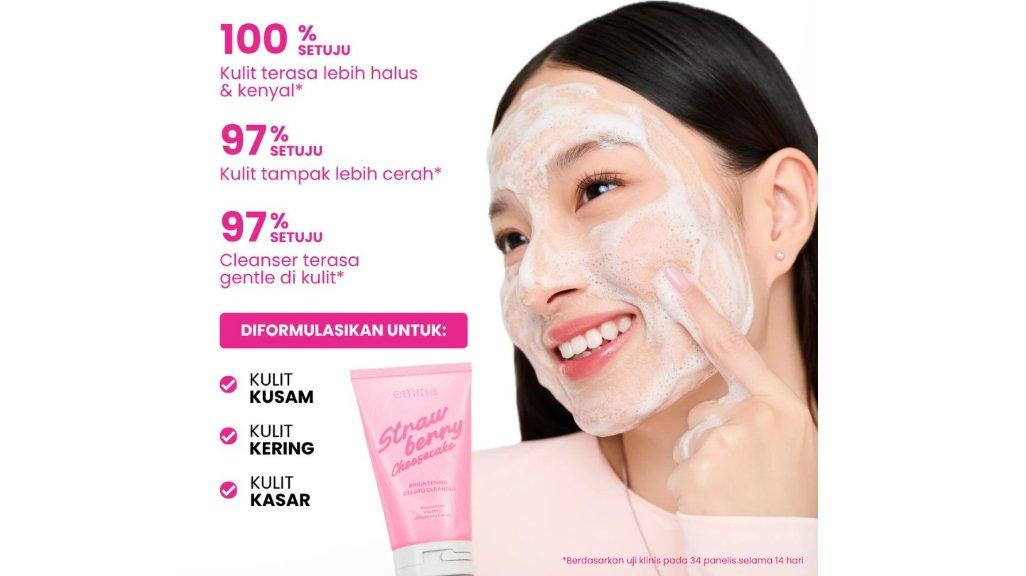 Strawberry Cheesecake untuk kulit kusam, pilih varian Emina Gelato Cleanser sesuai kebutuhan kulitmu.