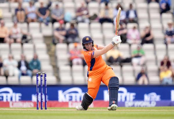 Heather Siegers of the Netherlands during the ICC Women's T20 World Cup match at the Hampshire Bowl, Southampton.