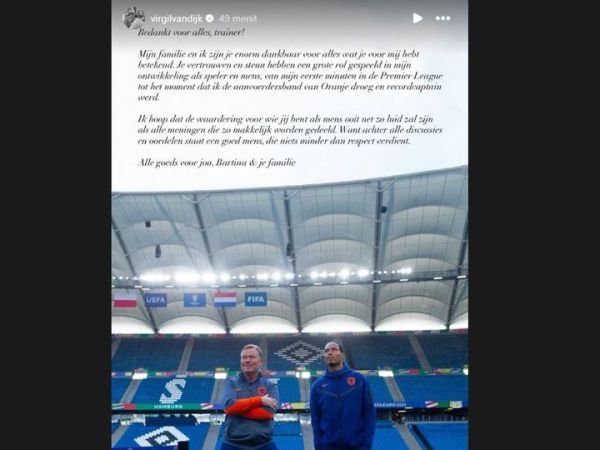 Reaksi kapten Timnas Belanda Virgil van Dijk usai pelatih Ronald Koeman memutuskan mundur dari kuris kepalatihan setelah Oranje tersingkir di Piala Dunia 2026.