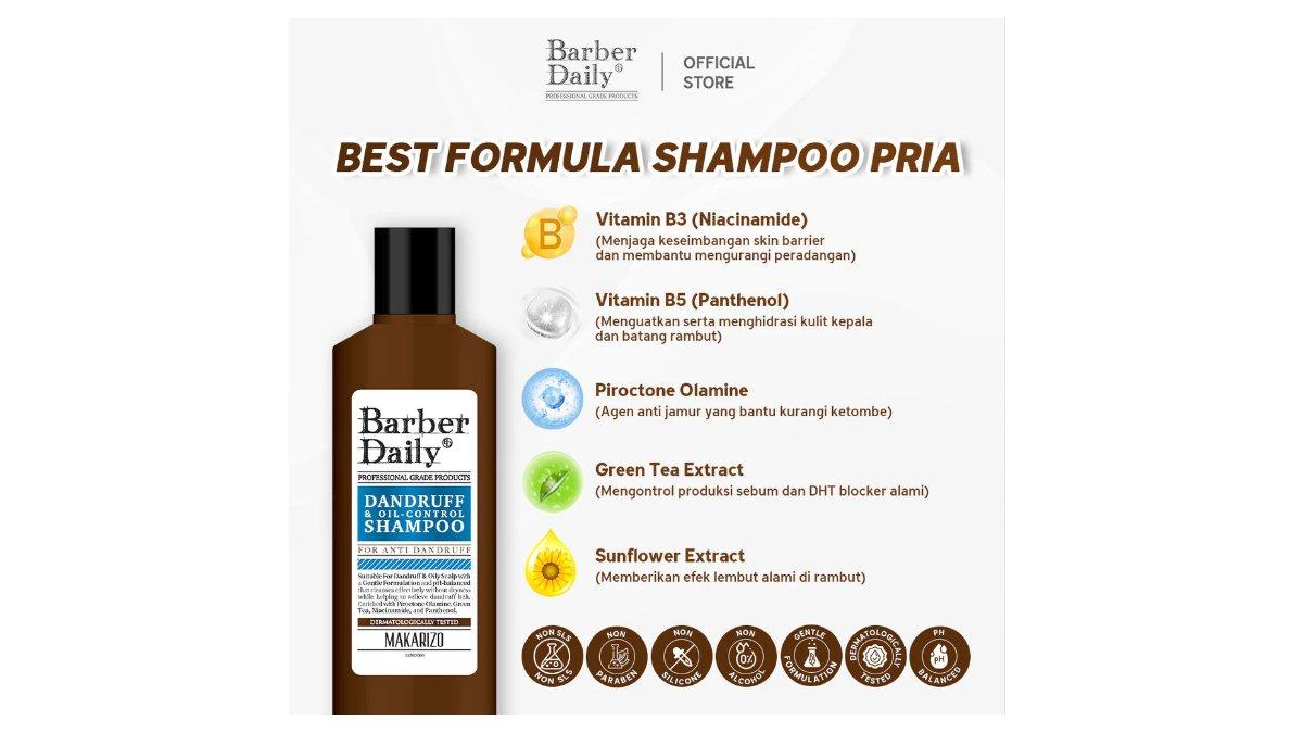 Ilustrasi kandungan utama Barber Daily Dandruff & Oil-Control Shampoo