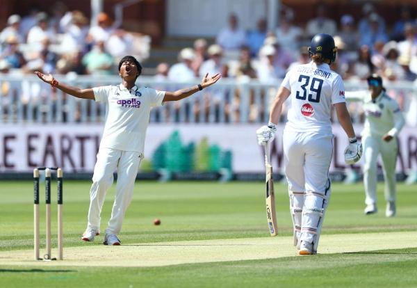 Historic haul: Kranti Gaud became the first woman to earn a place on the Lord’s Test honours board, her incisive spell of 5 for 37 exposing England’s batting with relentless accuracy.