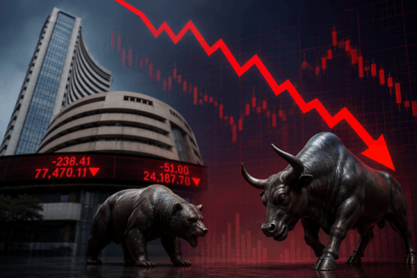 Stock Market Today: Sensex Falls 238 Points, Nifty Ends Below 24,200 as IT and PSU Bank Stocks Drag Markets