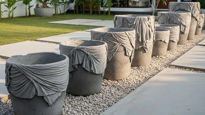 Cara Membuat Pot dari Kain Bekas dan Semen, Mudah dengan Bahan Sederhana Cara Membuat Pot dari Kain Bekas dan Semen. (AI Generated)