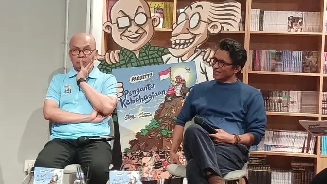 Grasindo resmi meluncurkan Buku Pengantar Kebahagiaan dalam acara Book Launch di Gramedia Jalma Melawai, Jakarta, Rabu (12/8/2026). (Liputan6.com/Nurri Indah) Kang Maman dan Mice Cartoon telah bekerja sama sejak 2019, Jakarta, Rabu (12/8/2026). (Liputan6.com/Nurri Indah)