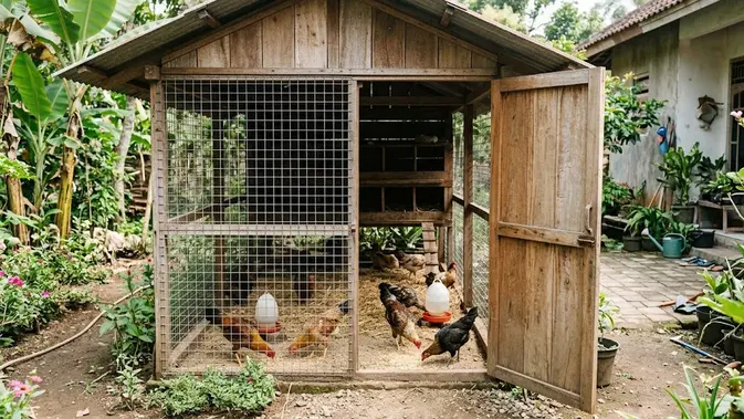 Kandang dengan Dinding Kawat Ram yang Terbuka. (Gambar: AI Generated)