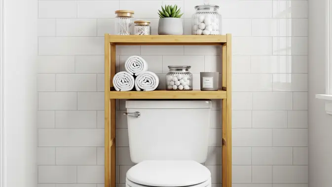 Model Rak Kamar Mandi yang Cocok untuk Ruang Sempit/AI Generated